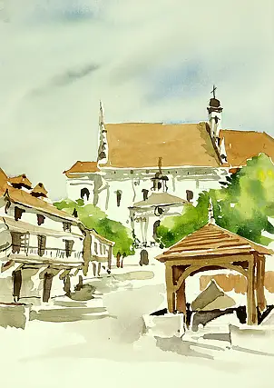 Jaroslaw Filipek, Kazimierz Dolny, July, No. 19, Watercolors - paper, 21 x 29
