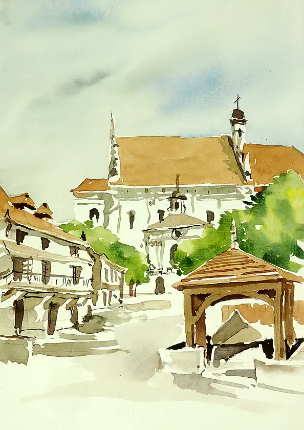 Jaroslaw Filipek, Kazimierz Dolny, July, No. 19, Watercolors - paper, 21 x 29
