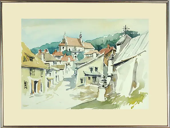 Jaroslaw Filipek, Kazimierz Dolny, Landscape from Farfilipek@codes.pl, Watercolors - paper, 29 x 21