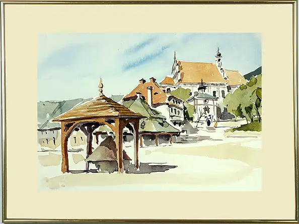 Jaroslaw Filipek, Kazimierz Dolny, Hot Day, No. 13, Watercolors - paper, 29 x 21