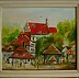 Grażyna Potocka - Kazimierz Dolny dipinto ad olio 31-36 cm in una cornice da 3,5 cm su tavola