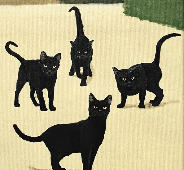 Nataliya Bagatskaya, Kiedy koty się zbierają, Obraz akrylowy, Inne - płótno, 80 x 100