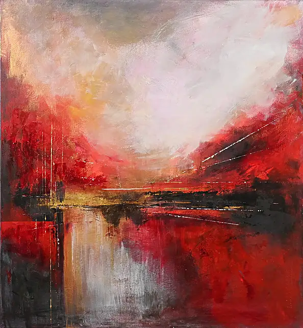 Iwona BORKOWSKA, Kilka sekund przed świtem. Kolekcja „Wir życia. Wir istnienia”, Obraz akrylowy, Techniki mieszane - płótno, 90 x 100