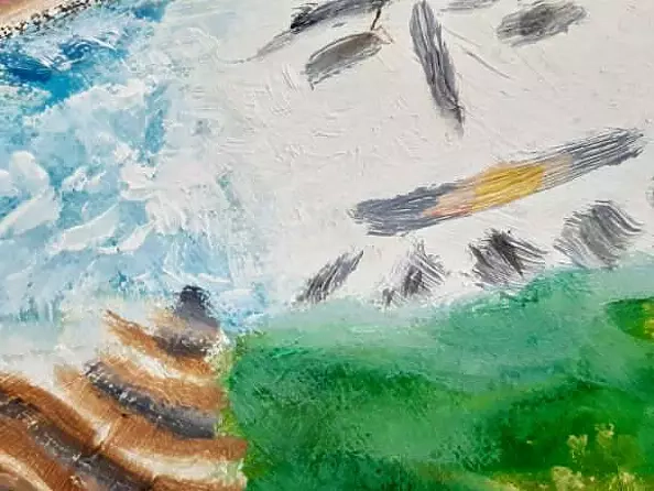 Elżbieta Goszczycka - Kiss Me oil painting hexagonal