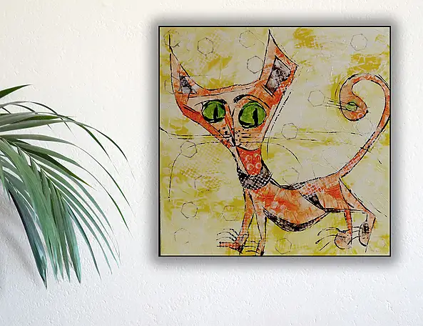 Marek Lutek, Chaton 11618, Peinture acrylique - toile, 40 x 40