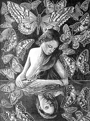 Janusz Grysiewicz - Woman and butterflies