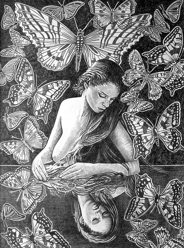 Janusz Grysiewicz - Woman and butterflies