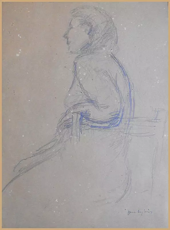 Jan Cybis - Woman sitting sketch