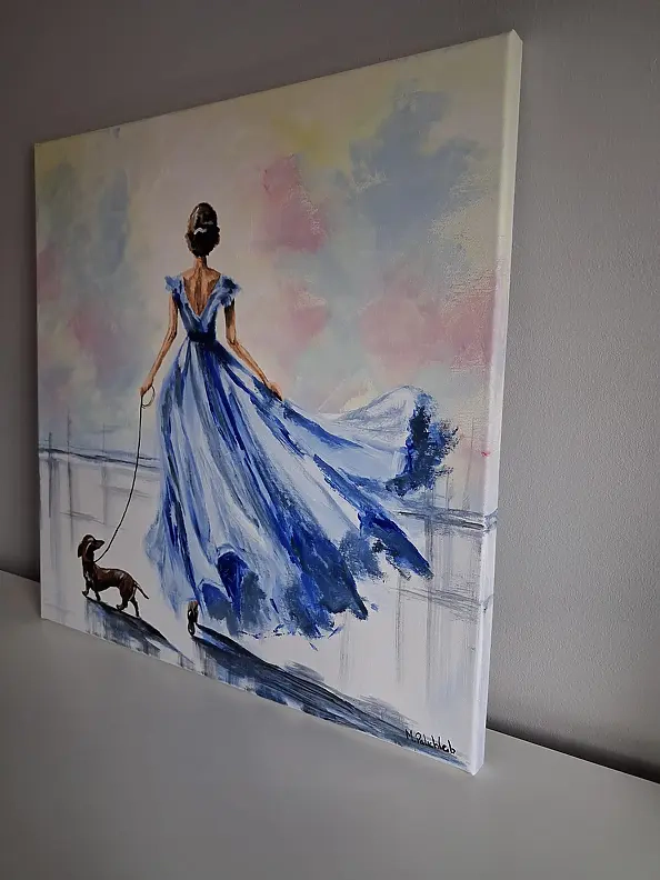 Monika Palichleb - Kobieta w błękicie i pies