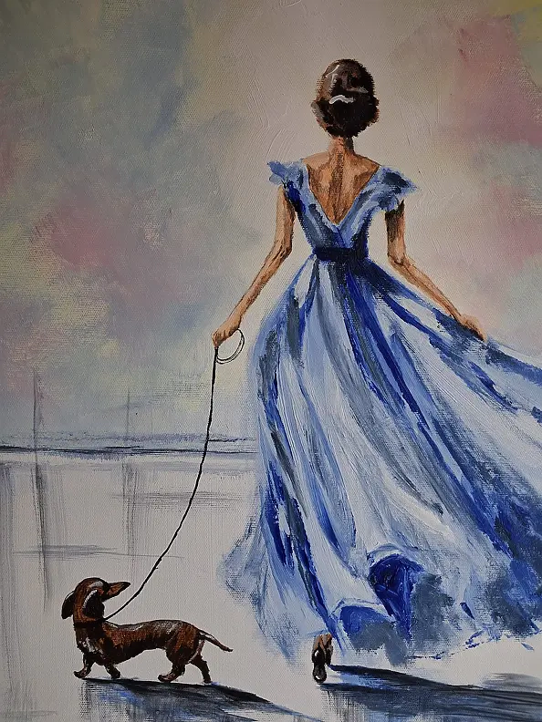 Monika Palichleb - Kobieta w błękicie i pies