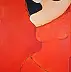 Agnieszka Beer, Frau in Rot, Acrylgemälde - Leinwand, 50 x 120