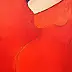 Agnieszka Beer, Frau in Rot, Acrylgemälde - Leinwand, 50 x 120