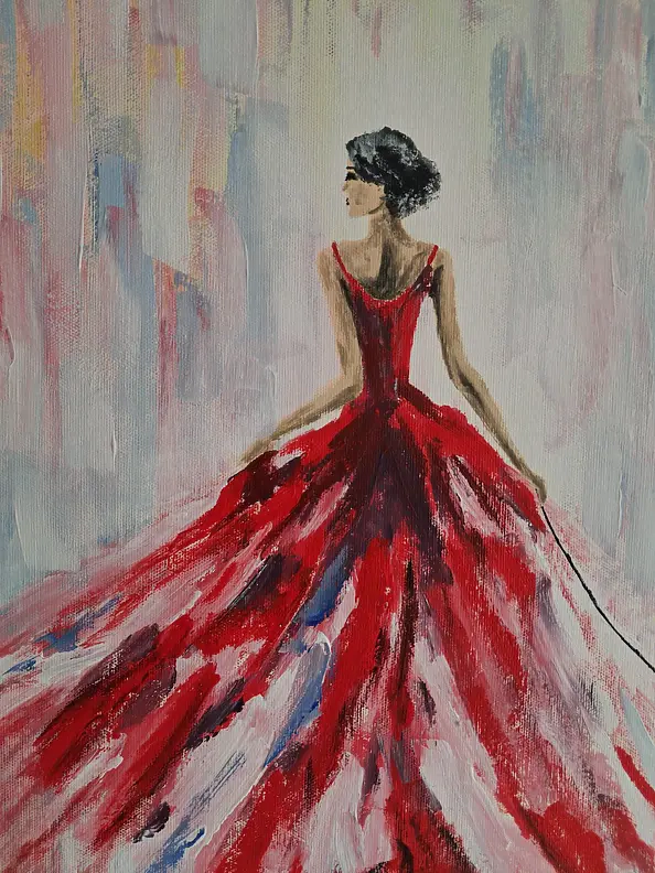 Monika Palichleb - Woman in red and dog