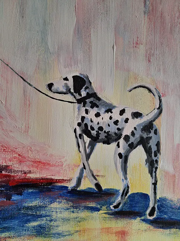 Monika Palichleb - Woman in red and dog