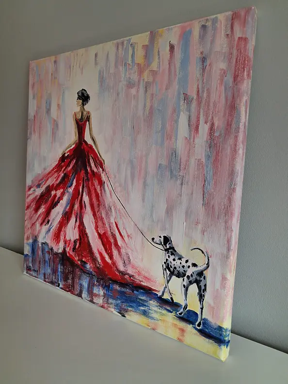 Monika Palichleb - Woman in red and dog