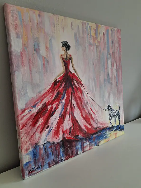 Monika Palichleb - Woman in red and dog