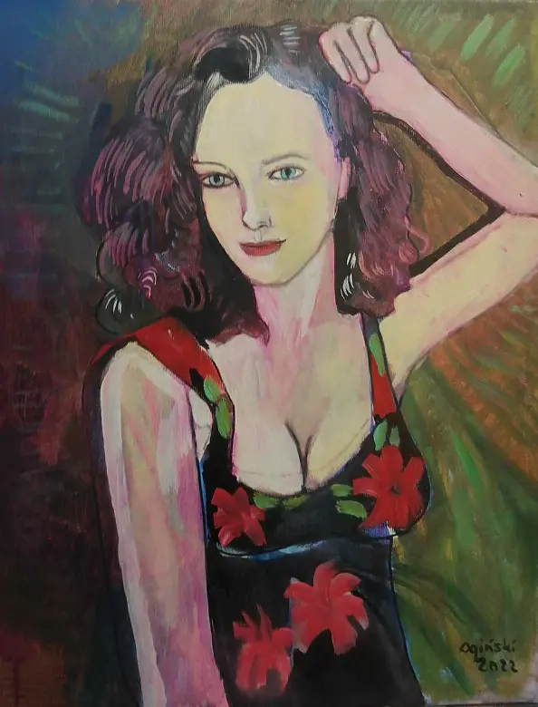 Michał Ogiński - Woman in a flowery dress