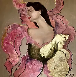 Honorata Chajec, Kobieta w ogrodzie zmysłów , Obraz akrylowy - płótno, 100 x 90