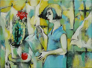 Natalia Stefanova - Woman with cactus