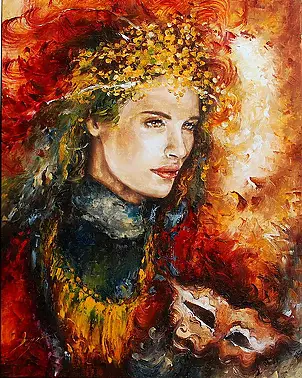   - A woman with a mask