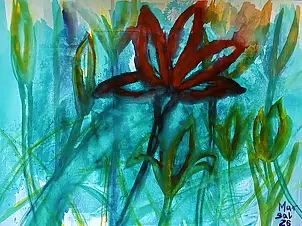Marzena Salwowska, Another place for children and butterflies/Grass and flower, Watercolors - paper, 42 x 30
