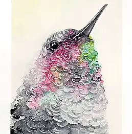 Karolina Kijak, колибри портрет, Акварелі - , 18 x 12