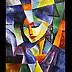 Grzegorz Zalewski, Farbenfrohe Porträtgeometrie, Acrylgemälde - Leinwand, 70 x 100