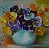 Grażyna Potocka - Colorful pansies oil painting 25-30cm