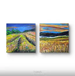 Krystyna Mościszko, Composition of Lechickie pol, Acrylic painting - panel, 50 x 50