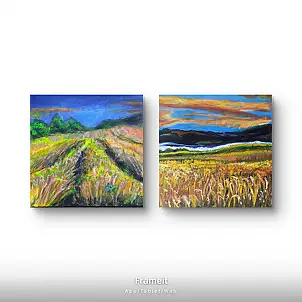 Krystyna Mościszko, Composition of Lechickie pol, Acrylic painting - panel, 50 x 50