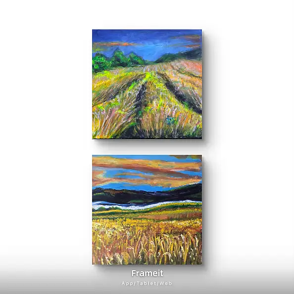 Krystyna Mościszko, Composition of Lechickie pol, Acrylic painting - panel, 50 x 50