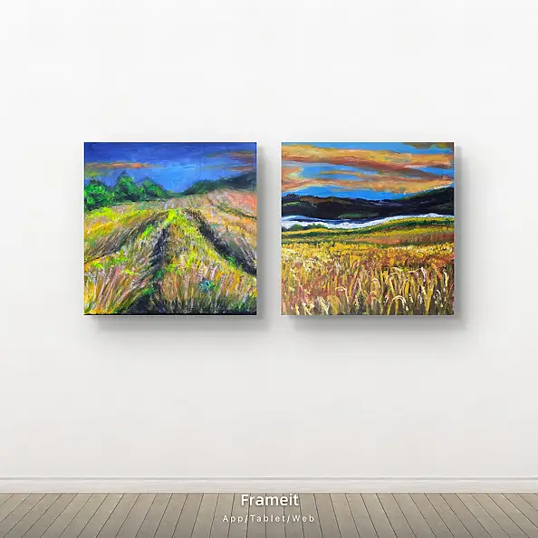 Krystyna Mościszko, Composition of Lechickie pol, Acrylic painting - panel, 50 x 50
