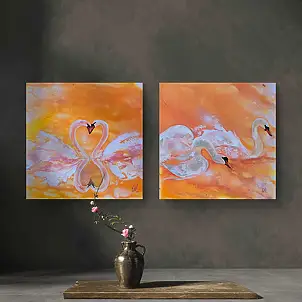 Ewa Mościszko, Composition Our Rendez Vous, Acrylic painting - canvas, 40 x 40