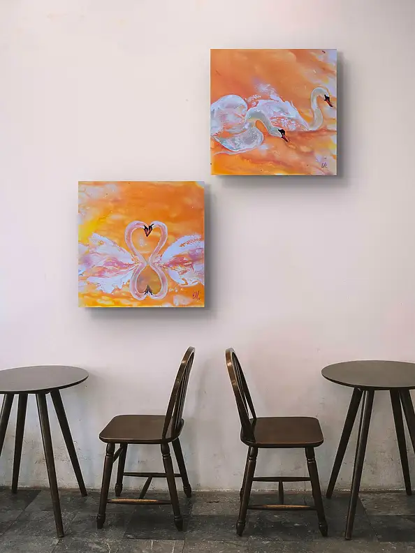 Ewa Mościszko, Composition Our Rendez Vous, Acrylic painting - canvas, 40 x 40