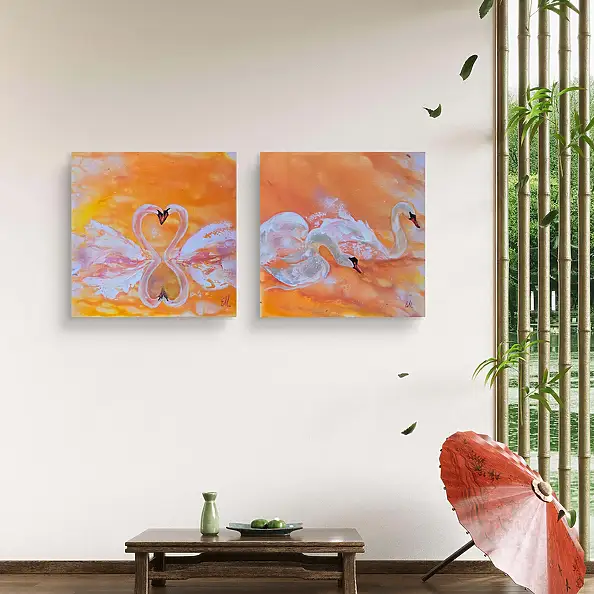Ewa Mościszko, Composition Our Rendez Vous, Acrylic painting - canvas, 40 x 40