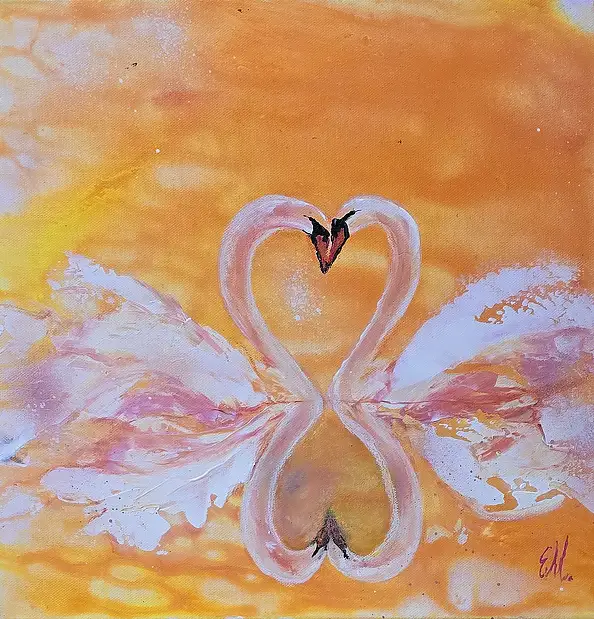 Ewa Mościszko, Composition Our Rendez Vous, Acrylic painting - canvas, 40 x 40