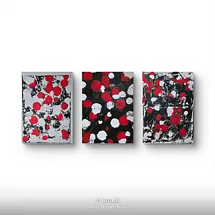 Ewa Mościszko, Composizione di papaveri su tela 75x55x1 e 70x50x1 cm e 75x55x1 cm, Quadro ad acrilico - tela, 55 x 75