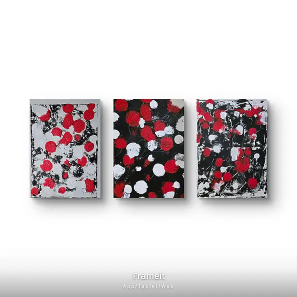 Ewa Mościszko, Composizione di papaveri su tela 75x55x1 e 70x50x1 cm e 75x55x1 cm, Quadro ad acrilico - tela, 55 x 75