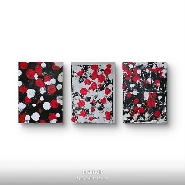 Ewa Mościszko, Composizione di papaveri su tela 75x55x1 e 70x50x1 cm e 75x55x1 cm, Quadro ad acrilico - tela, 55 x 75