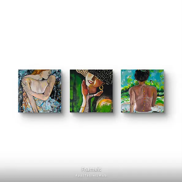 Ewa Mościszko, Composizione Donne innamorate, Dipinto acrilico - tela, 50 x 50