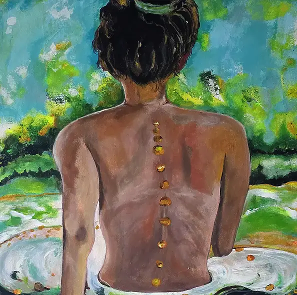 Ewa Mościszko, Composizione Donne innamorate, Dipinto acrilico - tela, 50 x 50