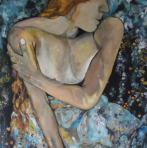 Ewa Mościszko, Composizione Donne innamorate, Dipinto acrilico - tela, 50 x 50
