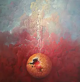 Eugeniusz Wiszniewski, Композиция - абстракция, Масляная картина - холст, 100 x 100
