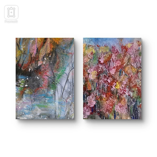 Ewa Mościszko - Watercolor composition entitled Bieszczady