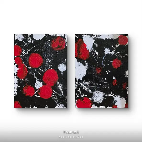 Ewa Mościszko, Composizione di papaveri su tela 30x40x1 cm, Quadro ad acrilico - tela, 30 x 40