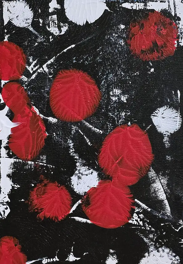 Ewa Mościszko, Composizione di papaveri su tela 30x40x1 cm, Quadro ad acrilico - tela, 30 x 40