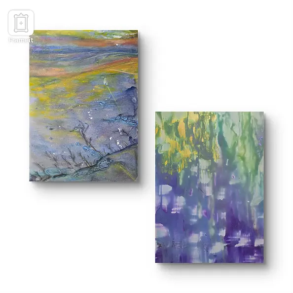 Ewa Mościszko - Kompozycja morska na płótnie, Morze Wattowe i podwodny Pag, 70x50x2 cm.