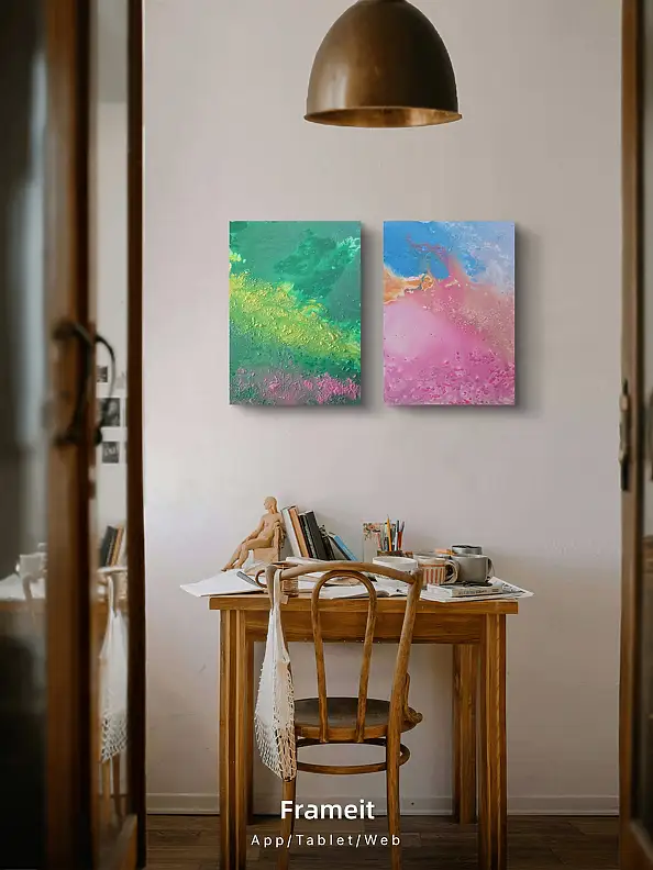 Ewa Mościszko, Komposition auf Leinwand, Acrylgemälde - , 55 x 75