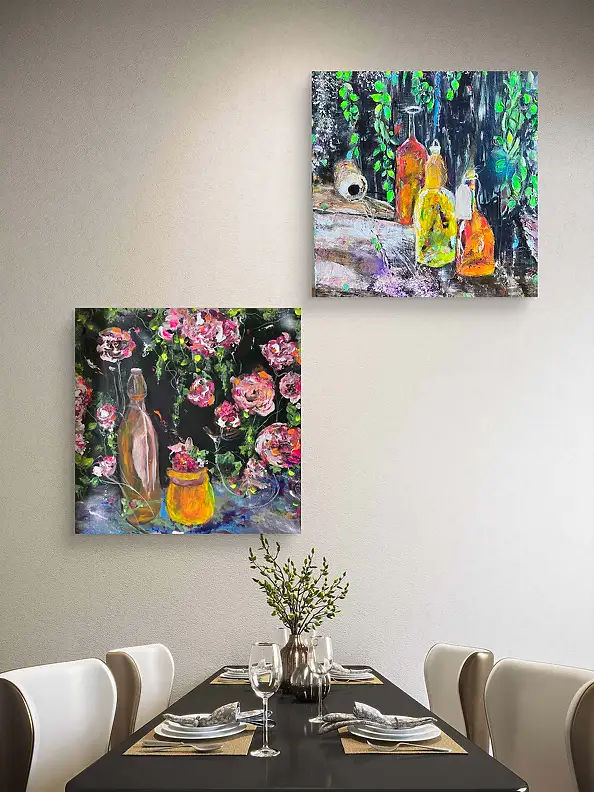Ewa Mościszko, Kompozycja pt.Jesienna nalewka, Obraz akrylowy - , 50 x 50