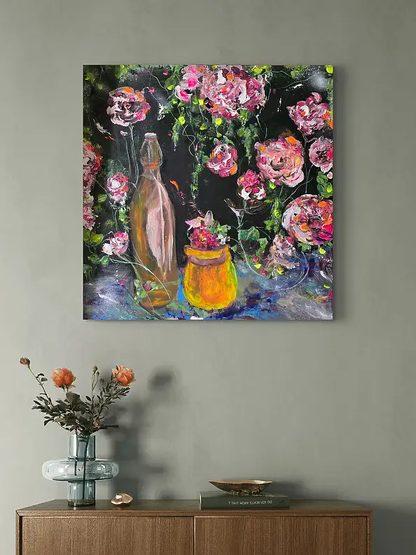 Ewa Mościszko, Kompozycja pt.Jesienna nalewka, Obraz akrylowy - , 50 x 50